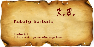 Kukoly Borbála névjegykártya
